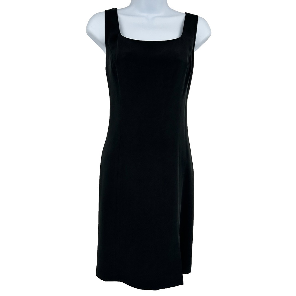 Hugo Buscati Collection 100% Silk Dress Womens 12 Quiet Luxury LBD Cocktail 90s